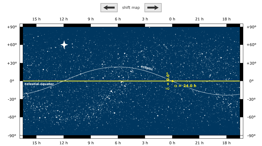 38 ERGASTHRIAKH ASTRONOMIA Erwt seic katanìhshc Ερώτηση 2.26: Τα σημεία πάνω στην κύκλο του παρακάτω σχήματος έχουν όλα 1. Την ίδια απόκλιση. 2. Την ίδια ορθή αναφορά. Ερώτηση 2.27: Ενας αστέρας βρίσκεται στον ουρανό σε θέση με συντεταγμένες δ = 45 o και α = 2 h 45 min.