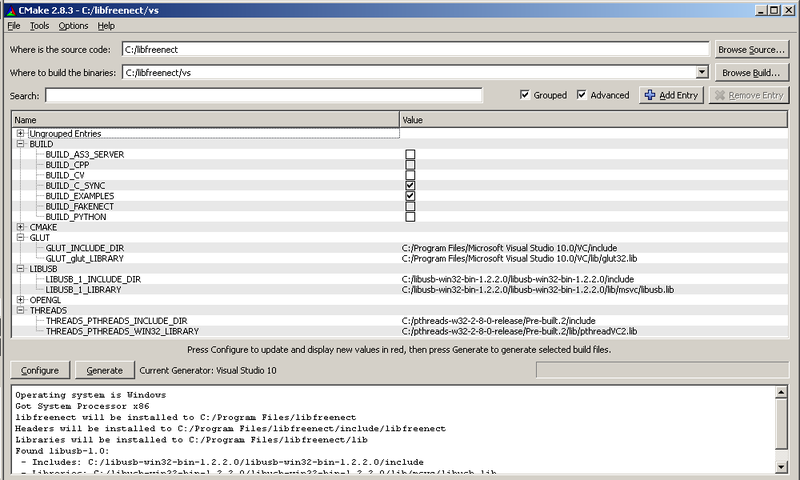 Εικόνα 37- Τελική όψη ρυθμίσεων του CMake 1.