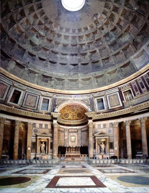 Ρώμης Το Πάνθεον της Ρώμης είναι μια αρχαία θρησκευτική κατασκευή που χτίστηκε μετά από εντολή του Αγρίππα κατά τον 1 ο αιώνα π.χ. μετά από αρκετές καταστροφές ανακατασκευάστηκε πλήρως από τον Αδριανό (αρχές του 2 ου αιώνα μ.