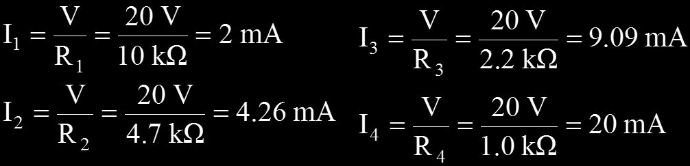 ΠΑΡΑΔΕΙΓΜΑ 5-19 (2/2) Λύση Υπολογίζουμε το ρεύμα κάθε κλάδου. Το ολικό ρεύμα θα πρέπει να είναι: Ι Τ = Ι 1 + Ι 2 + Ι 3 + Ι 4 = 2 ma + 4.26 ma + 9.09 ma + 20 ma = 35.