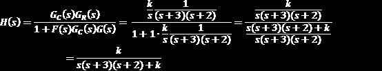 Παράδειγμα 8: Έστω ένα σύστημα τρίτης τάξης τάξης με το ακόλουθο χαρακτηριστικό πολυώνυμο: P(s) = s 2 + Κs + 2Κ - 1 όπου Κ μια ρυθμιζόμενη απολαβή.