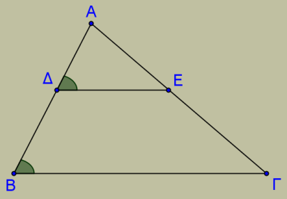 α) i) Από το θεώρημα του Θαλή στο τρίγωνο ΑΕΗ (ΔΖ//ΕΗ) έχουμε : 1 ii) 3 6 2 3 6 β) i) Από το θεώρημα του Θαλή στο τρίγωνο ΑΒΓ (ΕΗ//ΒΓ) έχουμε : ii) AΗ=ΑΖ+ΖΗ=2+6=8,ΑΕ=ΑΔ+ΔΕ=1+3=4 12 8 48 6 και