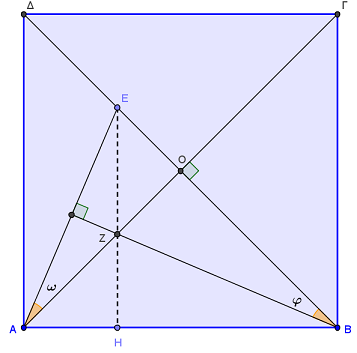από (α) ερώτημα και ως αθροίσματα των ίσων γωνιών και με 45. Οπότε.