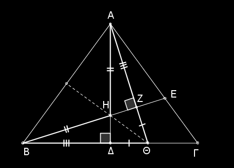 α) Να αποδείξετε ότι: i) Τα τρίγωνα HBκαι είναι ίσα. (Μονάδες 6) ii) Z. (Μονάδες 6) iii) Η ευθεία H είναι μεσοκάθετος του τμήματος.