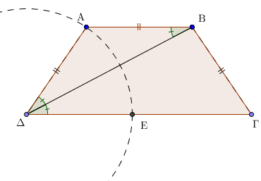 ΘΕΜΑ 3734 Σε ισοσκελές τραπέζιο ( // ) είναι. α) Να αποδείξετε ότι η είναι διχοτόμος της γωνίας. (Μονάδες 7) β) Να προσδιορίσετε τη θέση ενός σημείου, ώστε το τετράπλευρο να είναι ρόμβος.