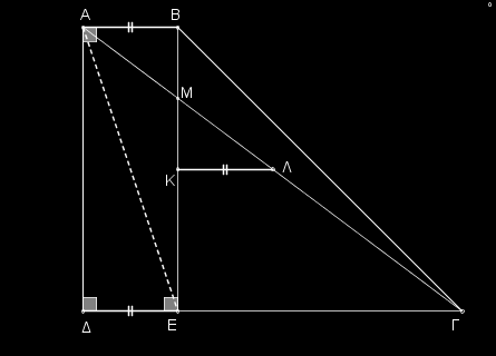 9 β) Είναι 15 6, ως εξωτερική γωνία στο τρίγωνο οπότε 3 και έτσι θα είναι, δηλαδή BΓ=ΑΒ. ΘΕΜΑ 3737 Δίνεται τραπέζιο AB, τέτοιο ώστε A ˆ 9, Επιπλέον φέρνουμε BE. 1 AB και 4 1 AB A.