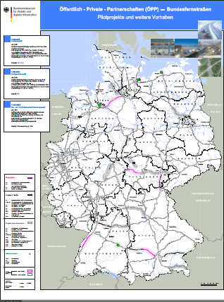 4. Παραδείγματα Νέες Οδικές Υποδομές στην Γερμανία Μετά την θετική εμπειρία μιας σειράς πιλοτικών έργων με σύμπραξη δημοσίου και ιδιωτικού τομέα (παραχώρηση/σδιτ) το Γερμανικό δημόσιο αποφάσισε να