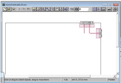 3.3.5 ΜΙΜΟ-3 vertical coplanar Μια ακόμη υλοποίηση με βάση τις ομοεπίπεδες-coplanar κεραίες μικροταινίας είναι η ΜΙΜΟ-3 vertical coplanar στην οποία οι 2 κεραίες βρίσκονται η μία δίπλα στην άλλη και