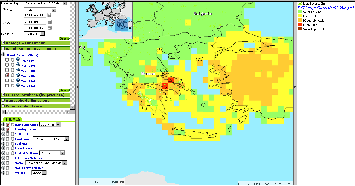 21 Εικόνα 4: European Forest Fire Information System από την ιστοσελίδα του EFFIS.