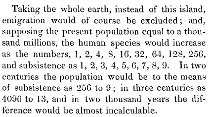 Thomas Robert Malthus (1766-1834) Η τροφή