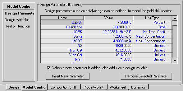 Design Variables (Μεταβλητές Σχεδίασης) Heat of Reaction (Θερμότητα της Αντίδρασης) Οι παράμετροι σχεδίασης δίνουν την δυνατότητα να καθοριστούν άλλοι σχεδιαστικοί παράμετροι που επηρεάζουν την