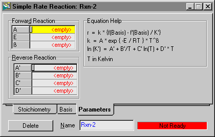 ΠΑΡΑΜΕΤΡΟΣ Base Component Reaction Phase Minimum Temperature and Maximum Temperature Basis Unit Rate Unit ΠΕΡΙΓΡΑΦΗ Μόνο ένα συστατικό το οποίο καταναλώνεται στην αντίδραση (ένα αντιδραστήριο) μπορεί