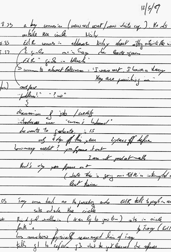 Scratch notes (πρόχειρες σημειώσεις) 1989,