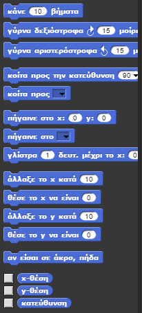 Ας δοκιμάσουμε τις παραπάνω εντολές. Χρησιμοποίησε την εντολή και μετακίνησε την χελώνα 200 εικονοστοιχία (βήματα) μπροστά. Για να επιστρέψει πίσω αρκεί αντί για +50 γράψε -50.