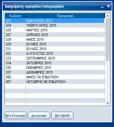 Atlantis Entry ERP Payroll III 56 Τροποποίηση ωραρίου και υπερωρίες Διαχείριση ωραρίου / υπερωριών Με την εργασία αυτή έχετε τη δυνατότητα συμπλήρωσης υπερωριών ή