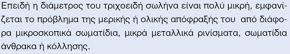 ΜΕΙΟΝΕΚΣΗΜΑΣΑ ΣΡΙΧΟΕΙΔΟΤ ΩΛΗΝΑ 1 Εγκακίςταται ςτθν αρχι του τριχοειδι ςωλινα και αντιμετωπίηει το πρόβλθμα Παραφίνθ: Δθμιουργείται ωσ ςτρϊςθ ςτα