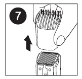 20 Trimming for Stubble Look Be certain beard trimming comb is on trimmer and use setting 1 (1mm/ 3/64in) to result in a stubble look (fig.