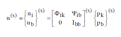 όπου Ψib είναι η εσωτερική συνιστώστα της στατικής ιδιομορφής. R είναι οι δυνάμεις αντίδρασης λόγω της επιβολής μοναδιαίας μετατόπισης στους συνοριακούς βαθμούς ελευθερίας.