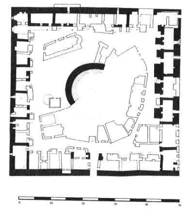 Το τριώροφο κάστρο της Αντιπάρου του 15ου αιώνα.(πηγή: Το Βυζάντιο ως χώρος, Johannes Koder, σελ. 173).