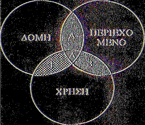 Σχήμα 1. Σχηματική απεικόνιση των επιπέδων του λόγου - Διάγραμμα Venn. (Bloom and Lahey 1978, σελ 22