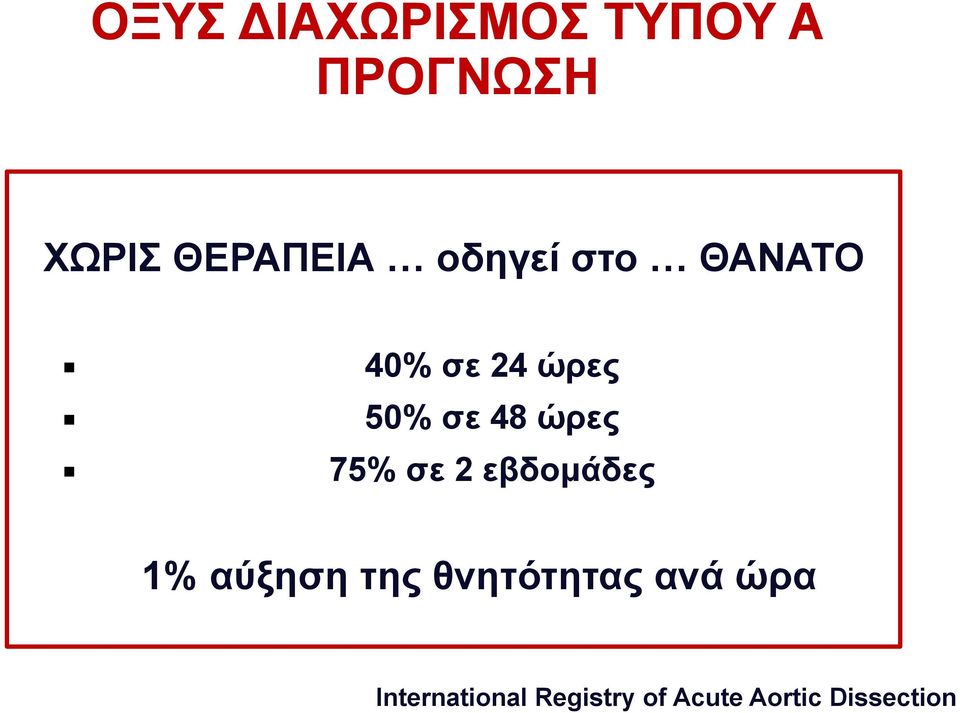 75% σε 2 εβδοµάδες 1% αύξηση της θνητότητας ανά