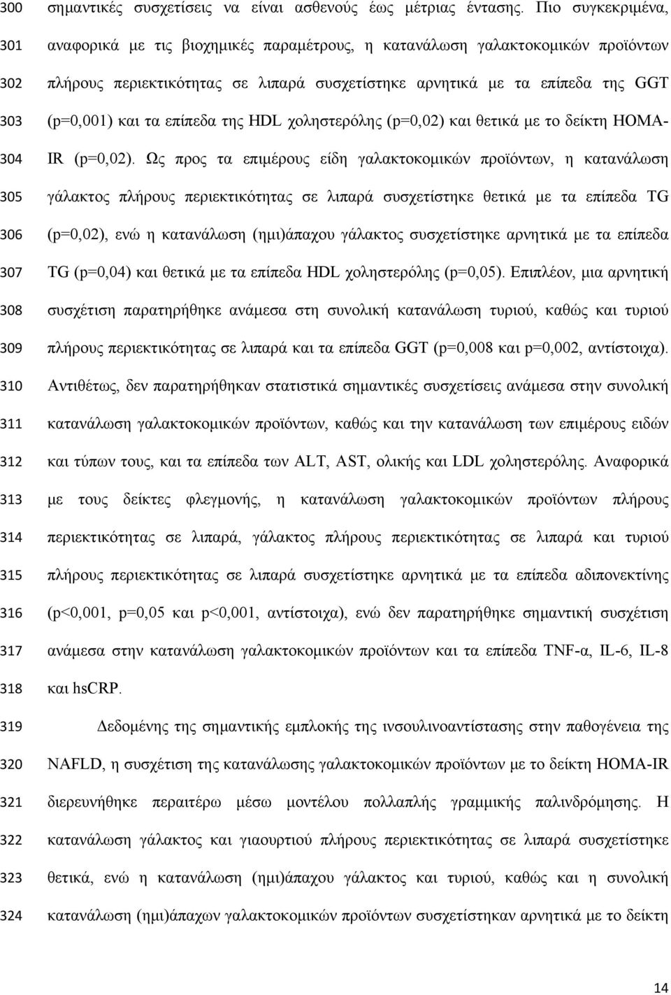 της HDL χοληστερόλης (p=0,02) και θετικά με το δείκτη HOMA- IR (p=0,02).