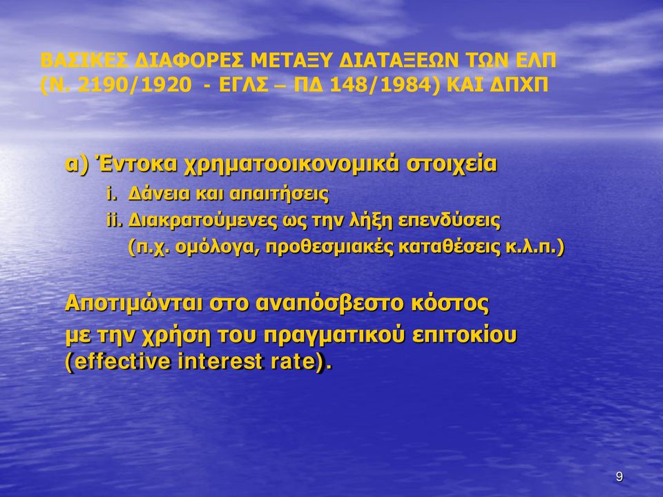 Δάνεια και απαιτήσεις ii. Διακρατούμενες ως την λήξη επενδύσεις (π.χ.