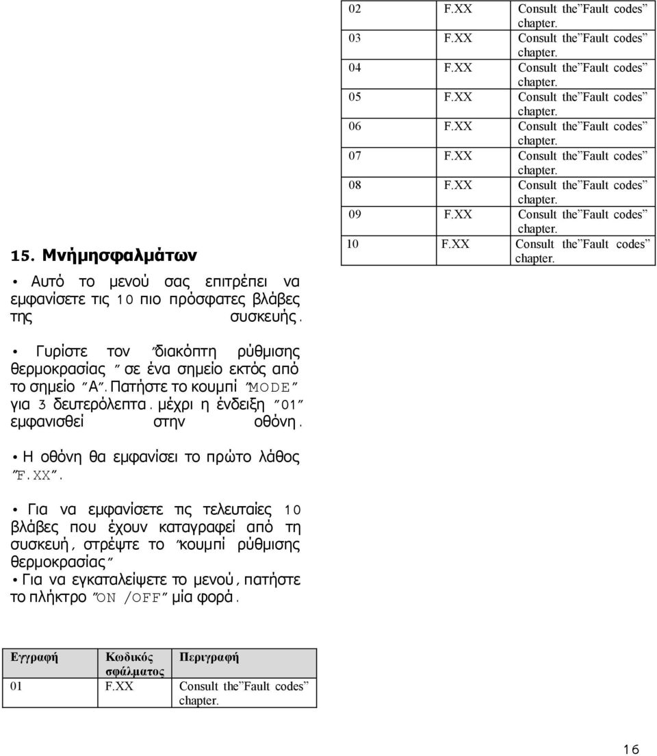 the Fault codes the Fault codes the Fault codes the Fault codes the Fault codes the Fault codes the Fault codes the Fault codes the Fault codes Αυτό το μενού σας επιτρέπει να εμφανίσετε τις 1 πιο