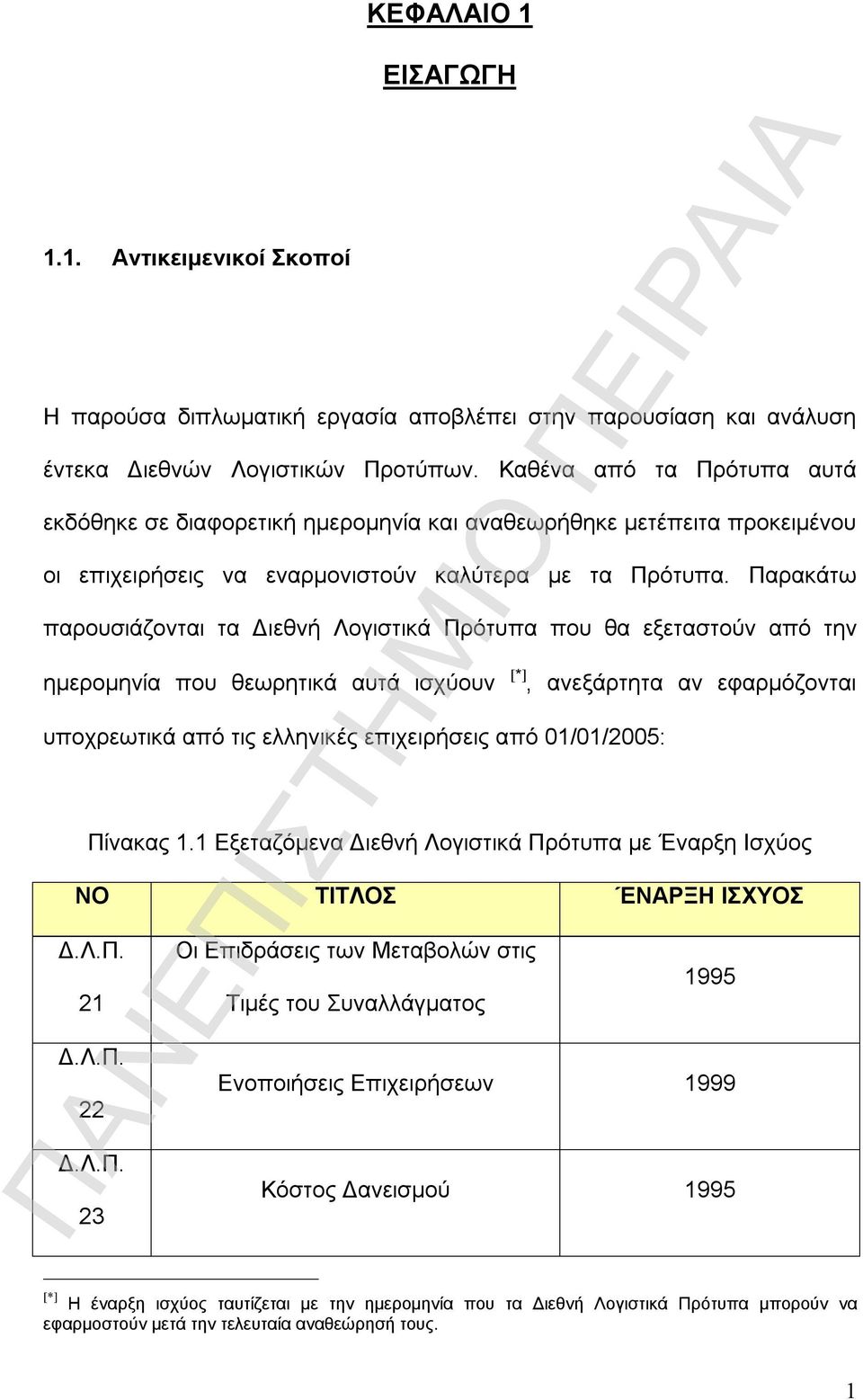 Παρακάτω παρουσιάζονται τα Διεθνή Λογιστικά Πρότυπα που θα εξεταστούν από την ημερομηνία που θεωρητικά αυτά ισχύουν [*], ανεξάρτητα αν εφαρμόζονται υποχρεωτικά από τις ελληνικές επιχειρήσεις από
