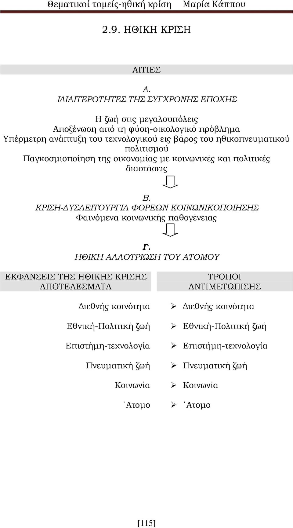 ηθικοπνευματικού πολιτισμού Παγκοσμιοποίηση της οικονομίας με κοινωνικές και πολιτικές διαστάσεις Β.