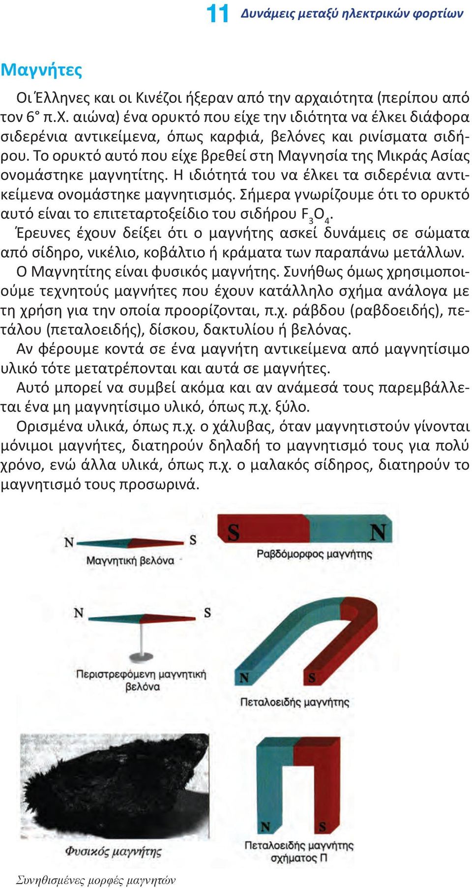 Το ορυκτό αυτό που είχε βρεθεί στη Μαγνησία της Μικράς Ασίας ονομάστηκε μαγνητίτης. Η ιδιότητά του να έλκει τα σιδερένια αντικείμενα ονομάστηκε μαγνητισμός.