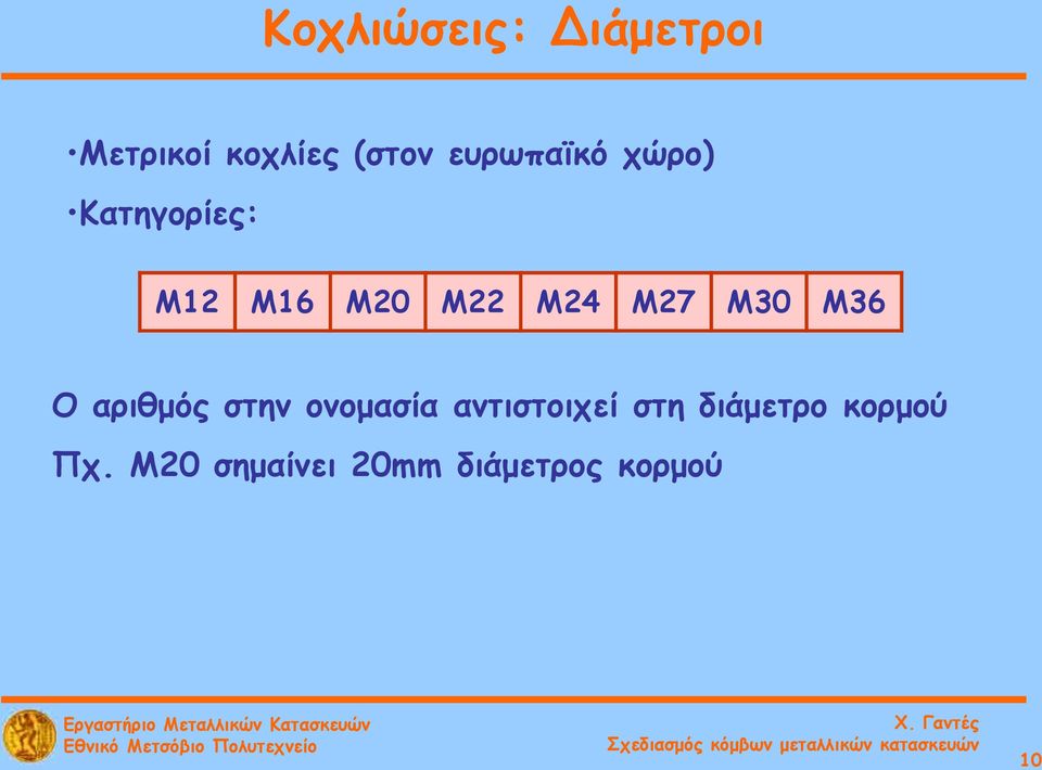 Μ27 Μ30 Μ36 Ο αριθμός στην ονομασία αντιστοιχεί