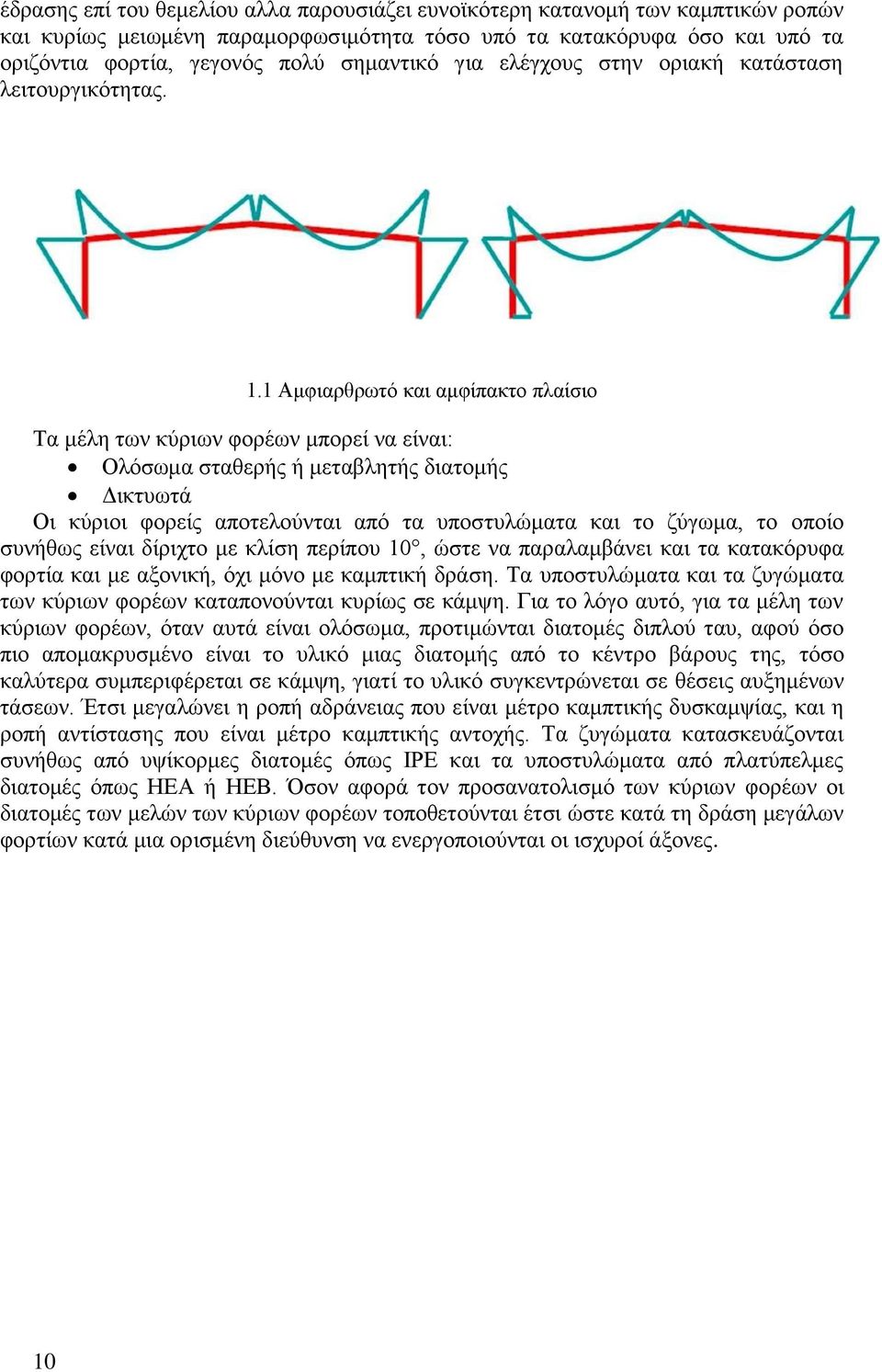 1 Αμφιαρθρωτό και αμφίπακτο πλαίσιο Τα μέλη των κύριων φορέων μπορεί να είναι: Ολόσωμα σταθερής ή μεταβλητής διατομής Δικτυωτά Οι κύριοι φορείς αποτελούνται από τα υποστυλώματα και το ζύγωμα, το