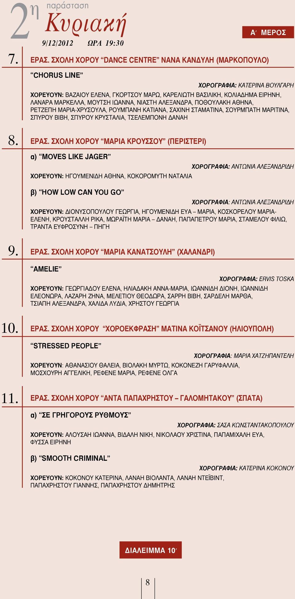 ΙΩΑΝΝΑ, ΝΙΑΣΤΗ ΑΛΕΞΑΝΔΡΑ, ΠΟΘΟΥΛΑΚΗ ΑΘΗΝΑ, ΡΕΤΖΕΠΗ ΜΑΡΙΑ-ΧΡΥΣΟΥΛΑ, ΡΟΥΜΠΑΝΗ ΚΑΤΙΑΝΑ, ΣΑΧΙΝΗ ΣΤΑΜΑΤΙΝΑ, ΣΟΥΡΜΠΑΤΗ ΜΑΡΙΤΙΝΑ, ΣΠΥΡΟΥ ΒΙΒΗ, ΣΠΥΡΟΥ ΚΡΥΣΤΑΛΙΑ, ΤΣΕΛΕΜΠΟΝΗ ΔΑΝΑΗ 8. ΕΡΑΣ.