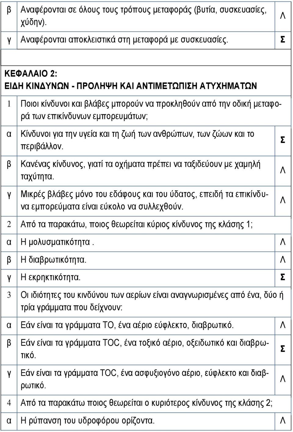 των ζώων κι το περιάλλον. Κνένς κίνδυνος, ιτί τ οχήμτ πρέπει ν τξιδεύουν με χμηλή τχύτητ. Μικρές λάες μόνο του εδάφους κι του ύδτος, επειδή τ επικίνδυν εμπορεύμτ είνι εύκολο ν συλλεχθούν.