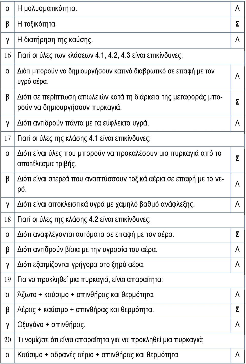 1 είνι επικίνδυνες; Διότι είνι ύλες που μπορούν ν προκλέσουν μι πυρκιά πό το ποτέλεσμ τριής. Διότι είνι στερεά που νπτύσσουν τοξικά έρι σε επφή με το νερό.