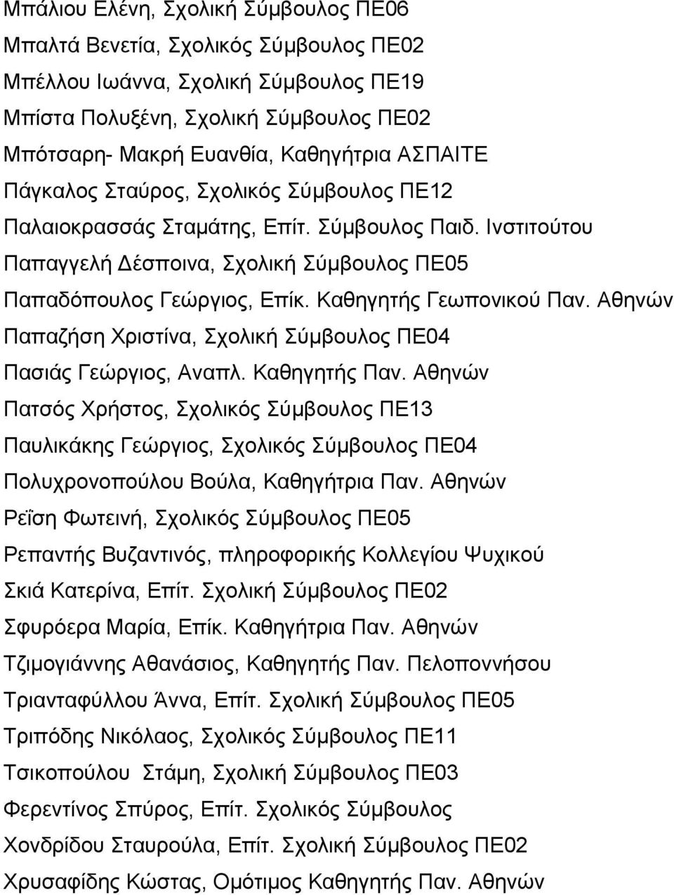 Καθηγητής Γεωπονικού Παν. Αθηνών Παπαζήση Χριστίνα, Σχολική Σύμβουλος ΠΕ04 Πασιάς Γεώργιος, Αναπλ. Καθηγητής Παν.