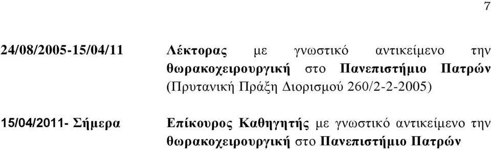 Διορισμού 260/2-2-2005) 15/04/2011- Σήμερα Επίκουρος Καθηγητής