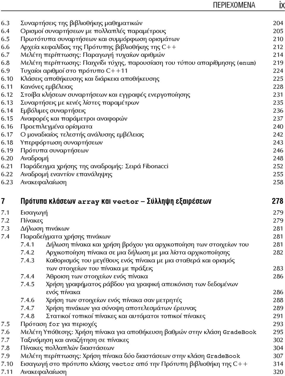 9 Τυχαίοι αριθμοί στο πρότυπο C++11 224 6.10 Κλάσεις αποθήκευσης και διάρκεια αποθήκευσης 225 6.11 Κανόνες εμβέλειας 228 6.12 Στοίβα κλήσεων συναρτήσεων και εγγραφές ενεργοποίησης 231 6.