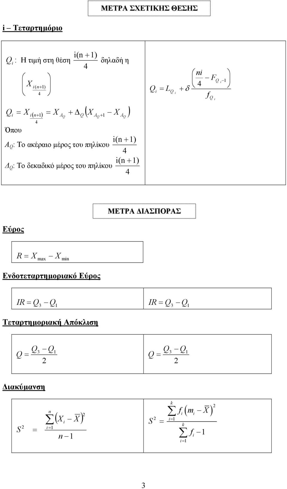 πηλίκου Q Q L Q F δ Q Q ΜΕΤΡΑ ΙΑΣΠΟΡΑΣ Εύρος R max m Ενδοτεταρτηµοριακό