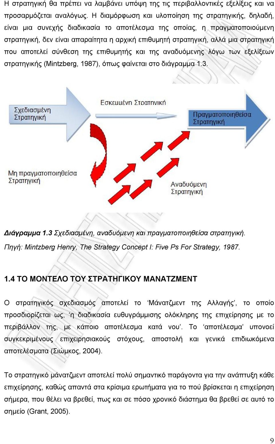 στρατηγική που αποτελεί σύνθεση της επιθυμητής και της αναδυόμενης λόγω των εξελίξεων στρατηγικής (Mintzberg, 1987), όπως φαίνεται στο διάγραμμα 1.3. Διάγραμμα 1.