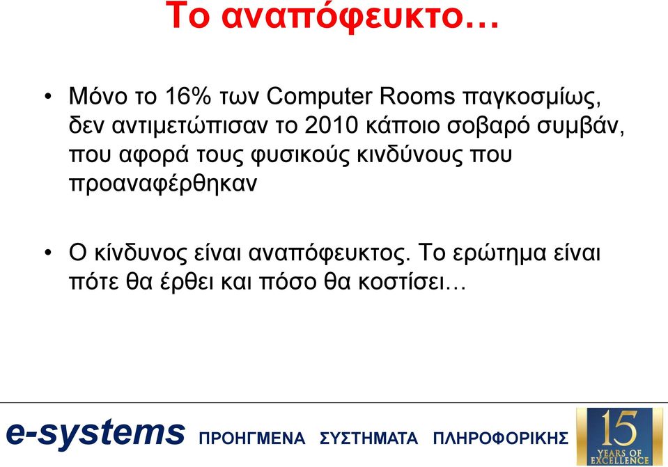 τους φυσικούς κινδύνους που προαναφέρθηκαν Ο κίνδυνος είναι