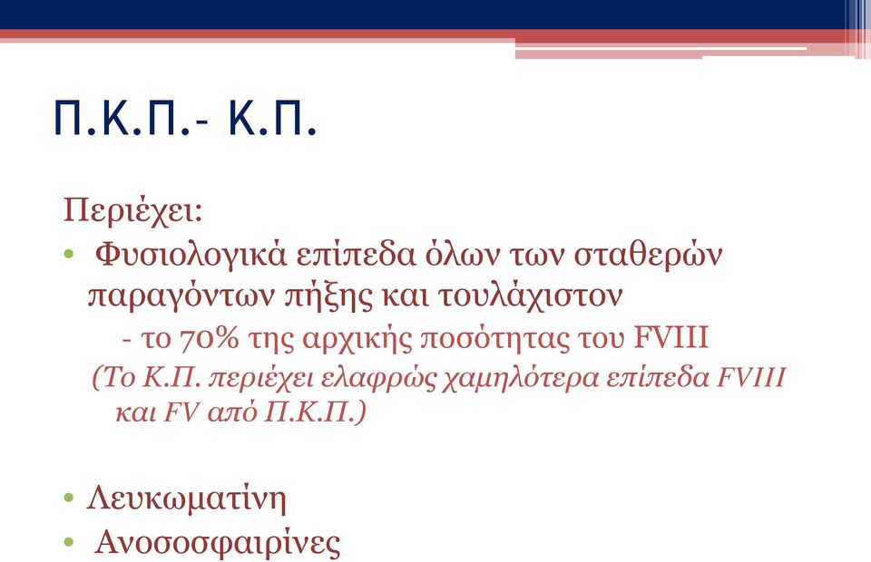 αρχικής ποσότητας του FVIII (Το Κ.Π.