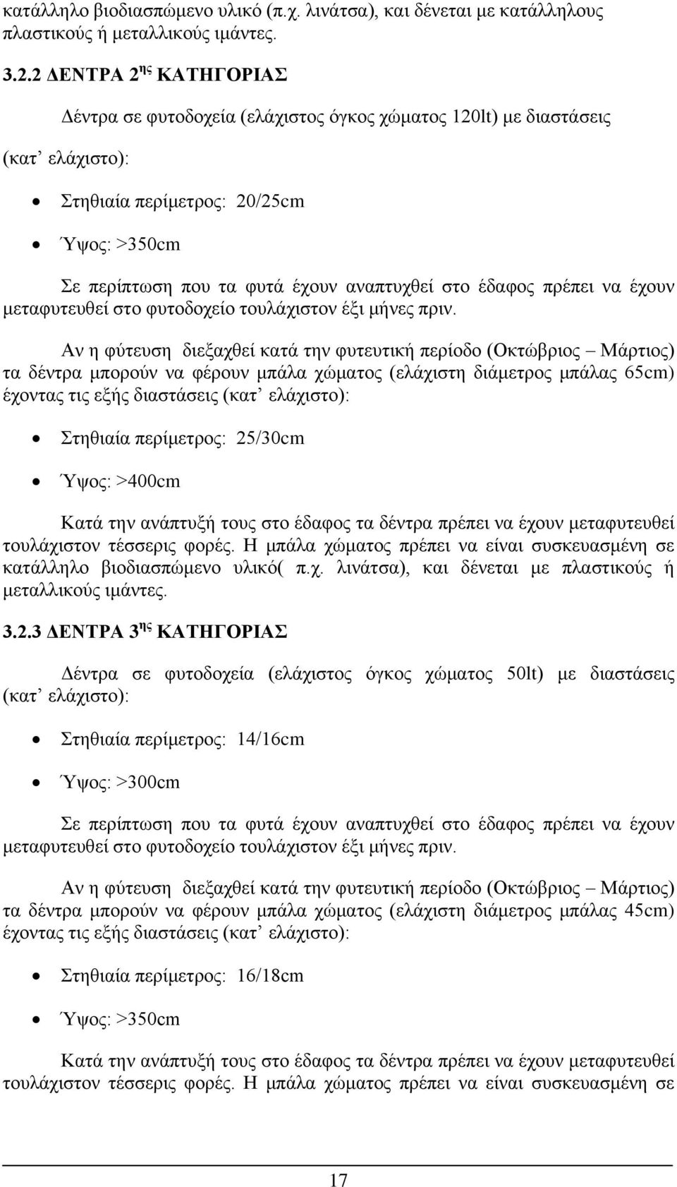 έδαφος πρέπει να έχουν μεταφυτευθεί στο φυτοδοχείο τουλάχιστον έξι μήνες πριν.