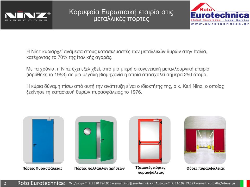 Με τα χρόνια, η Ninz έχει εξελιχθεί, από µια µικρή οικογενειακή µεταλλουργική εταιρία (ιδρύθηκε το 1953) σε µια µεγάλη βιοµηχανία η οποία
