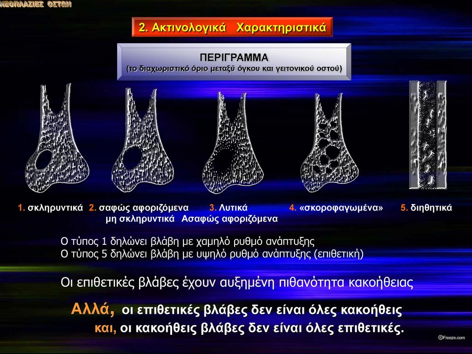 διηθητικά Ο τύπος 1 δηλώνει βλάβη με χαμηλό ρυθμό ανάπτυξης Ο τύπος 5 δηλώνει βλάβη με υψηλό ρυθμό ανάπτυξης (επιθετική)