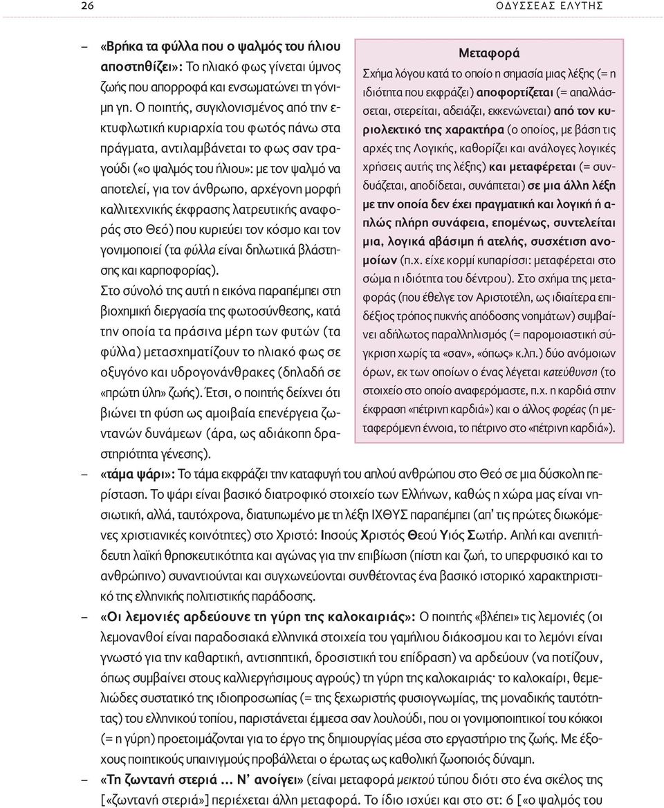 µορφή καλλιτεχνικής έκφρασης λατρευτικής αναφοράς στο Θεό) που κυριεύει τον κόσµο και τον γονιµοποιεί (τα φύλλα είναι δηλωτικά βλάστησης και καρποφορίας).