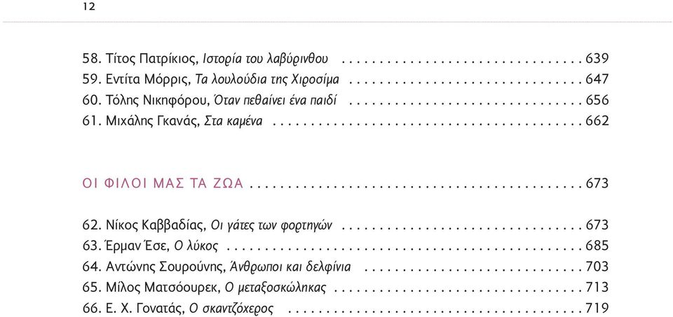 Νίκος Καββαδίας, Οι γάτες των φορτηγών................................ 673 63. Έρµαν Έσε, Ο λύκος............................................... 685 64.