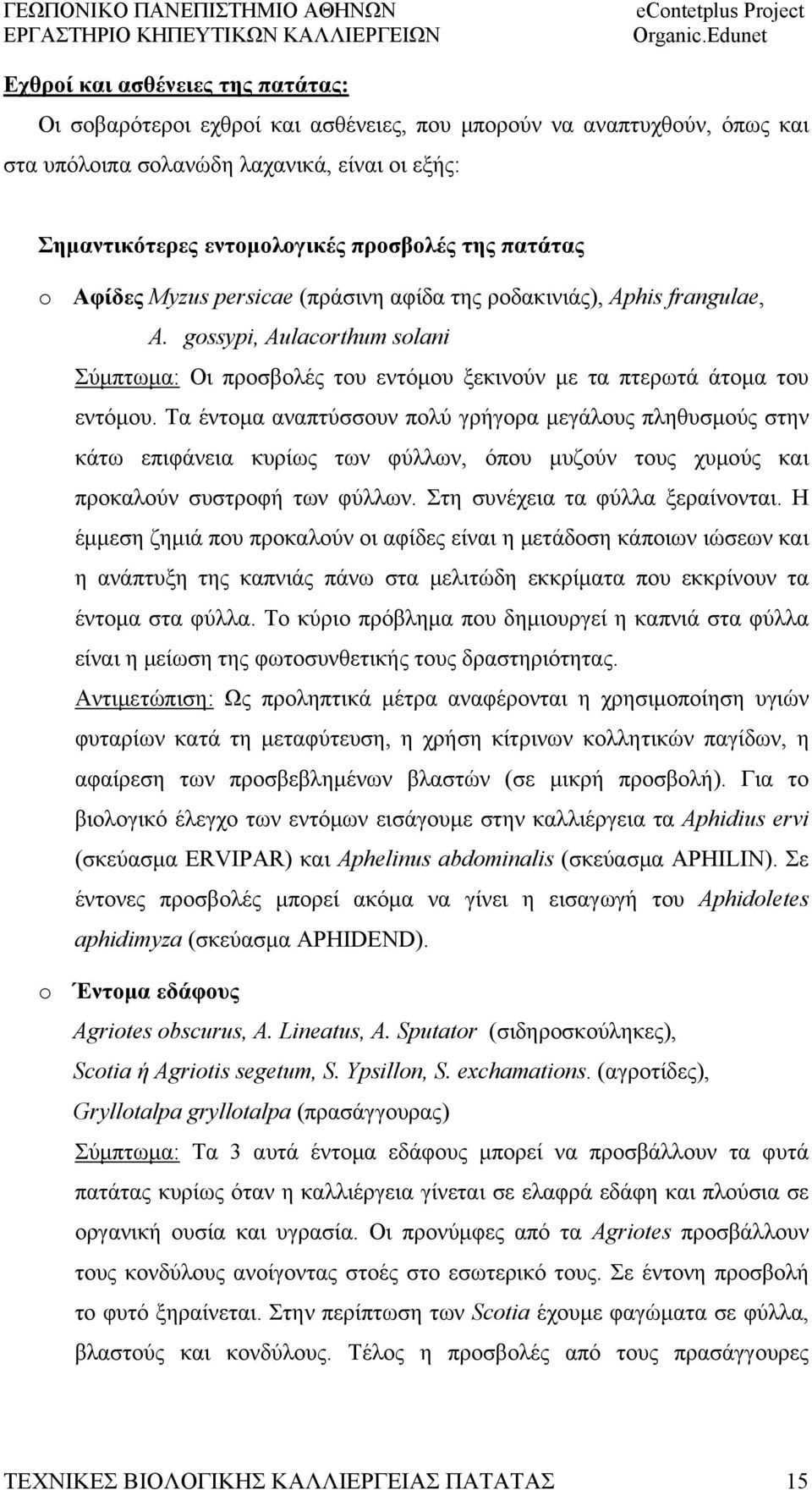 Τα έντομα αναπτύσσουν πολύ γρήγορα μεγάλους πληθυσμούς στην κάτω επιφάνεια κυρίως των φύλλων, όπου μυζούν τους χυμούς και προκαλούν συστροφή των φύλλων. Στη συνέχεια τα φύλλα ξεραίνονται.