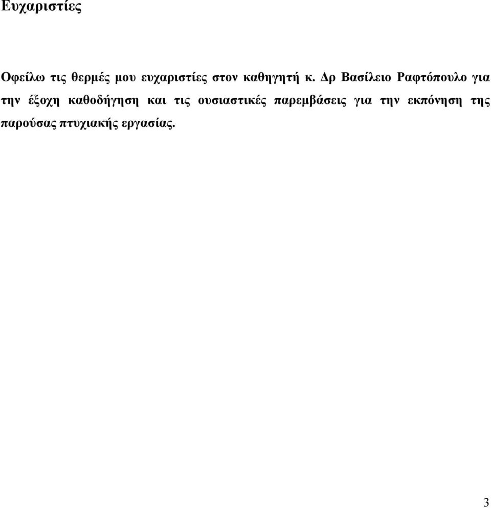 Δρ Βασίλειο Ραφτόπουλο για την έξοχη καθοδήγηση